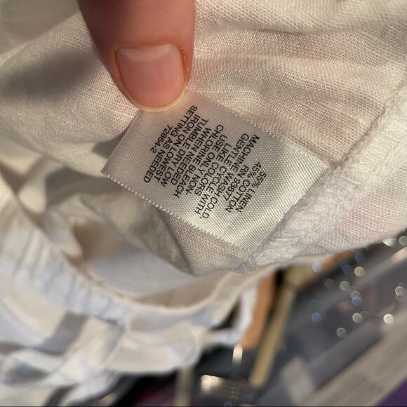 Liz Claiborne White Linen Blend Wide Leg Casual Pull On Pants Womens XXL Beachy - Picture 8 of 8